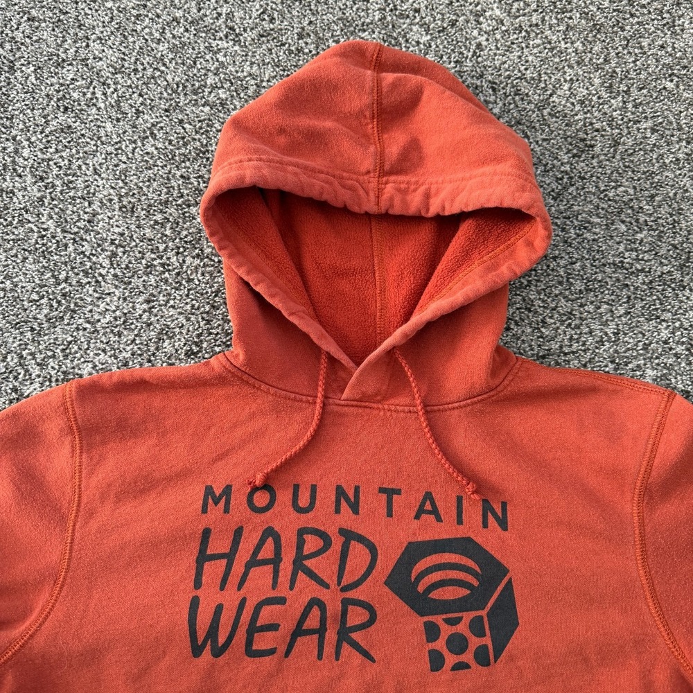 Mountain Hardwear Hoodie Men's Medium Logo Hooded Sweatshirt Orange